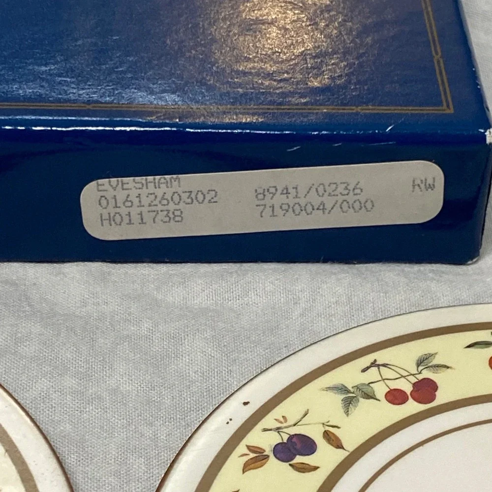 Royal Worcester Evesham Set 6 Fruit Cherry Cork Back Coasters Original Boxes
